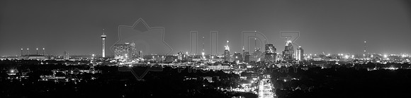 The Broadway Night Panorama-wide-b&w
